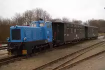 Nachdem 199 008 einige Wochen in G�hren Rangierdienst hatte,stand die Diesellok,am 29.Dezember 2011,in Putbus.