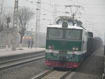 6K 021 scheint eine G�terzug-E-Lok zu sein. Sie begegnete meinem Zug zwischen Shanghai und Xi'an. Der Schnappschuss sei mir verziehen, bei der Hektik in China ist es leider kaum m�glich, in aller Ruhe Fotos auf dem Bahnhof zu schiessen. 04/2006