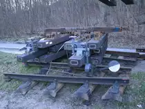 Die neuen Weichenteile liegen zum Einbau in G�hren bereits auf der Ladestra�e.Aufnahme vom 14.Januar 2012.