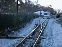 Heute wieder ein paar aktuelle Bilder vom Umbau in G�hren.Bereits geschottert sind in G�hren das Einfahrgleis 1 ein paar Meter und das Umlaufgleis 2 komplett.Aufnahme vom 14.Januar 2012.