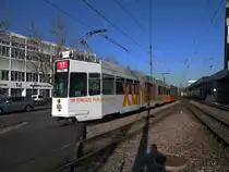 Be 4/8 mit der Betriebsnummer 240 und der Be 4/6 262 fahren Richtung Haltestelle Ruchfeld. Die Aufnahme stammt vom 16.01.2012. Ich stehe auf einem Fusg�nger�bergang und nicht im Gleisbereich! 
