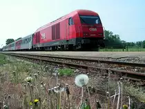 2016 075 schiebt die CS-Garnitur als R5818 aus dem Bahnhof von Mauerkirchen;110512