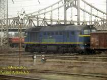 Eine 'Taigatrommel' von Imo-Trans wartet im Bahnhofsvorfeld von Halle (Saale) auf ihre n�chste Fuhre.