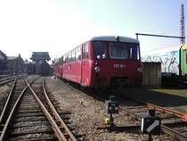 772 111 stand mit 2weiteren ferkeltaxen am 8.04.auf dem Gel�nde des Eisenbahnmuseums Hilbersdorf