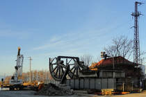 Der erste zur�ckgebaute Br�ckentrog der Eisenbahnbr�cke in Anklam. - 15.01.2012
