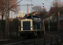 212 376 im ersten Abendlicht des 27. Januar 2012 solo vor dem F�rderturm des Deutschen Bergbau Museums in Bochum (H�he Bahnhof Pr�sident).