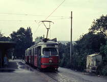 Wien Wiener Stadtwerke-Verkehrsbetriebe (WVB) SL 60 (E1 4714 (SGP 1969)) XXIII, Liesing, Rodaun (Endstation) am 1. August 1972. - Scan eines Diapositivs. Kamera: Minolta SRT-101.