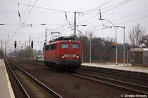 140 506-7 als Lz in Priort in Richtung Hennigsdorf(b Berlin) unterwegs. Netten Gru� an den Tf! 27.01.2012