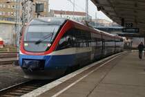 Hier VT643.08 als eine RB12 von Templin Stadt nach Berlin Lichtenberg, bei der Einfahrt am 28.1.2012 in Berlin Lichtenberg.