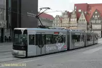 TW 3013 am 3.2.2012, Bremer Strassenbahn Typ GT8N, Baujahr 1994 von AEG