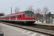 Steuerwagen Bauart  Karlsruhe  am Zugende eines RB von Salzburg nach M�nchen. Aufgenommen am 6. Februar 2012 in Bernau am Chimesee.