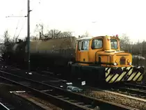 Orenstein & Koppel 26707 mit einem �bergabeg�terzug auf Bahnhof Ede-Wageningen am 28-2-1997. Bild und scan: Date Jan de Vries. 