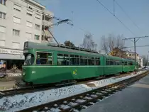 Wieder ein mal eine D�wag Doppeltraktion auf der Linie 14. Hier stehen die beiden Be 4/6 647 und 637 an der Endhaltestelle Pratteln. Die Aufnahme stammt vom 08.02.2012.