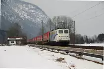 Lokomotion 139 213 mit dem Winner-KLV am 04.02.2012 bei Niederaudorf