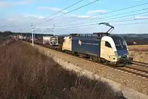 Wr. Lokalbahnen ES 64 U2 - 066 ist am 05.02.2012 um 14:09 kurz vor B�heimkirchen Richtung Wien unterwegs.