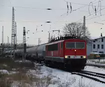 MEG 701(155 124-1)mit DGS 95479  von R�dersdorf nach Wismar-Hafen bei der Einfahrt im Bahnhof Wismar.10.02.2012 