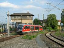 DESIRO 642 040 der Müglitztalbahn (RB 72 / RE 19) aus Altenberg bei Einfahrt in Heidenau, 12.05.2006
