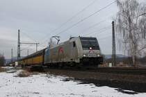 Mit geschlossenen ARS-Autotransportwagen Richtung Sden war am 12.02.2012 die 185 674-9 unterwegs. Aufgenommen am B Eltmannshausen/Oberhone.