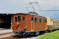 BOB - HGe 3/3 29 am 17.05.1989 in Interlaken Ost - Zahnrad-E-Lok - �bernahme: 08.07.1926 - Inbetriebnahme: 22.07.1926 - SLM3127 - 300 KW - Gewicht 36,50t - L�P 8,24m - zul�ssige Geschwindigkeit A40/15Z km/h - �=27.06.1984.
