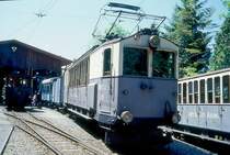 BC Museumsbahn Extrazug 10049 von Chaulin nach Chamby am 24.05.1999 im Depot Chaulin mit Triebwagen exLLB ABFe 2/4 10 - exLLB K� 41 - exLLB L� 60.
