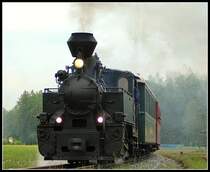 Der „Stainzer Flascherlzug am 13.5.2006. Aktuell steht dort bei Dampffahrten die ehemalige rum�nische Waldbahnlokomotive 764.411 Model Resita Nr. 619 BJ 1986! im Einsatz. Die S 11, die lange Jahre Dienst auf der Strecke zwischen Stainz und Preding-Wieselsdorf versah, steht zur Zeit nicht betriebsbereit im Lokschuppen in Stainz.

Am Foto befindet sich der Zug bei der R�ckfahrt kurz vor dem Endbahnhof in Stainz in Stallhof.

Falls jemand Interesse an der gesamten Reportage vom 13.5.2006 hat:
http://www.bahnwelt.net/forum/thread.php?threadid=1365