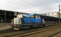 ČD 714 212-8 (CZ ČD 92 54 2 714 212-8) beim rangieren am 21.02.2012 im Bf Cheb.