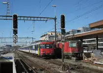 Ersatz S3 18358 Bei Ausfahrt in Wetzikon. Anstelle eines DPZ verkehrte ein Doppel RBe Pendel mit 6 EWI Zwischenwagen. Vorne im Bild ist der RBe 540 053-6, hinten der RBe 540 061-9, 29.02.2012. 

