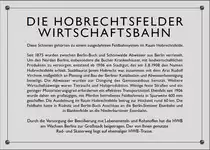 12.6.2011 Hobrechtsfelde. Gedenktafel f�r die Hobrechtsfelder Wirtschaftsbahn. Fotogaf = Autor.