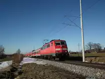 111 035 mit RB nach Mittenwald bei Murnau. 01.03.2012