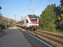 RABe 522 207, FLIRT France, als  Train de Service  in Ligerz. Planm�ssig verkehren diese Z�ge nur in der Region Basel, S-Bahn Basel, 12.03.2012.