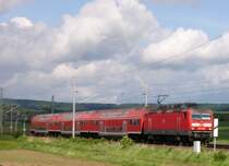 143 293 ist mit einer RegionalBahn aus Bebra am 24.05.2006 auf dem Weg nach Eisenach. Aufgenommen bei Eisenach. 