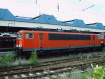 155 034 wartet auf Gleis 16 in Chemnitz Hbf