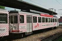 asm Werbe Triebwagen Be 4/4 103( h�r-lisi ) der asm Linie Solothurn - Niederbipp - Langenthal ..im Bahnhof Niederbipp am 11.05.2006