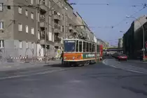 Berlin BVG SL 4 (KT4D 218 207-3) Prenzlauer Berg, Eberswalder Straße im April 1993. - Scan eines Diapositivs. Film: AGFA Agfachrome 200 RS. Kamera: Leica CL.