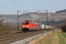 189 001 mit einem KLV Zug am 17.03.2012 bei Himmelstadt.