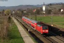 146 113-6 mit dem RE 5345 Offenburg-Basel am 17.03.2012 bei Denzlingen.