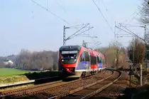 VT 643 Talent der Euregiobahn mit einer Leerfahrt bei �bach-Palenberg, KBS 485 beim B� 21,631 am 20.3.12 hinten Links BF �bach-Palenberg.