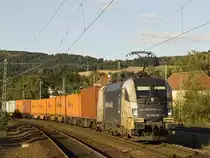 182 535-5  K�hne & Nagel  am 14.09.2011 mit einem Containerzug bei der Durchfahrt durch den Bahnhof von Pressig-Rothenkirchen