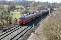 S 39153 von N�rnberg Hbf nach Hartmannshof, hier kurz vor dem Hp Happurg.
442 265 + 240 der S-Bahn N�rnberg