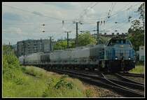 19.5.2006: LTE 2170 001 macht sich von Liesing aus auf den Weg nach Marchegg. Kurz nach der S-Bahnhaltestelle Atzgersdorf entstand diese Aufnahme.