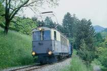 BC Museumsbahn Extrazug 10052 von Chamby nach Blonay am 23.05.1999 bei Chantemerle mit Triebwagen exLLB ABFe 2/4 10 - exLLB K� 41 - exLLB L� 60 - exLLB AB4 22.
