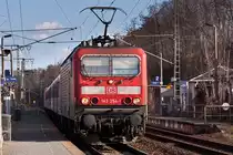 Am 01.04.2012 zieht 143 254 den RE 18414 durch Dresden-Cotta in Richtung Cosssebaude.