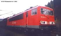 155 033 am 16.11.2002 in Probstzella,warten auf die Schiebelok.