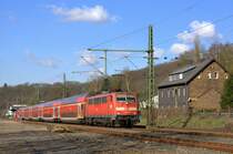 Die 111 079-0 am 08.04.2012 in Brachbach.