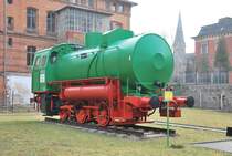Dampfspeicherlokomotive  Bode 15  ausgestellt beim H�ttenmuseum in Thale, 2. M�rz 2011. Diese Lokomotive wurde im Jahr 1984 gebaut beim Raw Meiningen und war in Einsatz f�r die VEB Eisen- und H�ttenwerke in Thale.