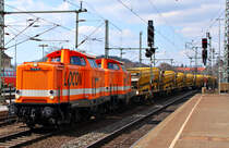 Locon 206 und Locon 205 mit Bauzug am 08.04.12 in Fulda
