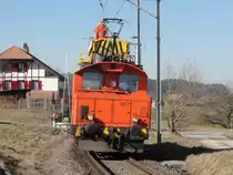 Fahrleitungsarbeiten mit BLS Tem 057 bei Mittelh�usern am 13.03.2012