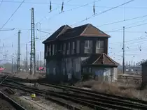 Das fr�hre Stellwerk B1,am 26.M�rz 2012,in Leipzig Hbf.