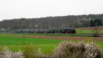 150 Jahre Hohenlohebahn: ein Bild eines der beiden Jubil�umsz�ge mit 64 419 des Vereins DBK Historische Bahn e.V. Crailsheim, die am 15.04.2012 zwischen Heilbronn und Schw�bisch Hall unterwegs waren, hier bei Wieslensdorf Richtung �hringen.
