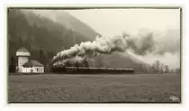 Anl�sslich der Strecken�bernahme durch die Traisental-G�lsental GmbH, gab es am 15.4.2012 den Nostalgiesonderzug SR 14602 von St.P�lten Hbf nach St. Aegyd am Neuwalde. Gezogen wurde dieser Zug von der 93.1420, hier zu sehen nahe Mauthof. 
